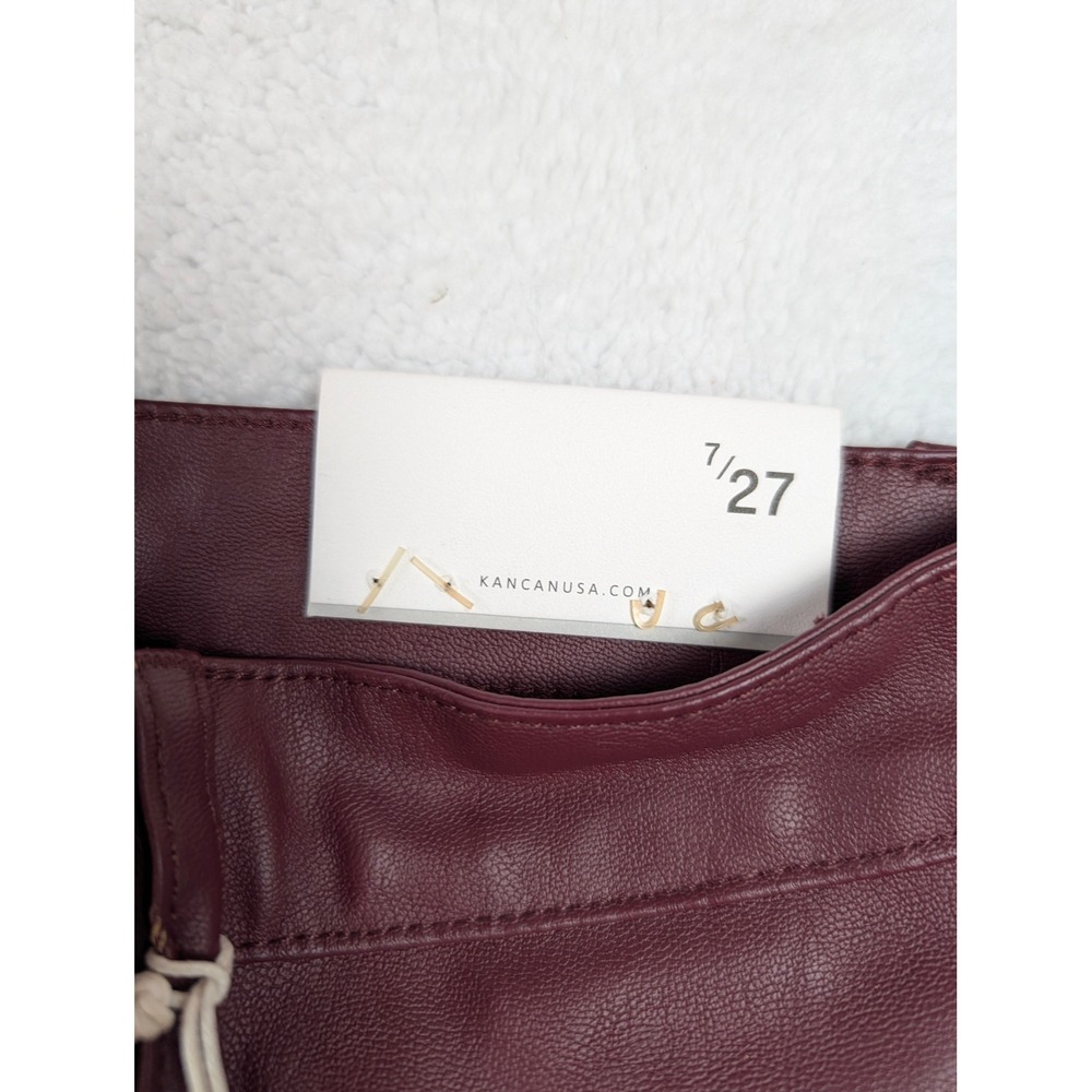 KanCan High Rise Faux Leather Skinny Pants Burgundy Ankle Zip KC7328MA Size 7/27 - Picture 9 of 13